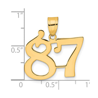 14k Yellow Gold Polished Number 87 Pendant