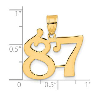 14k Yellow Gold Polished Number 87 Pendant
