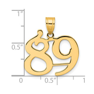 14k Yellow Gold Polished Number 89 Pendant