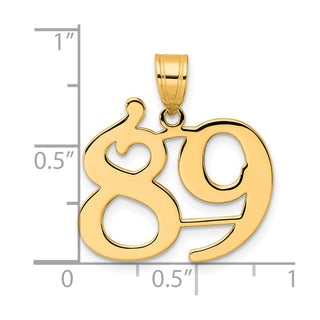 14k Yellow Gold Polished Number 89 Pendant