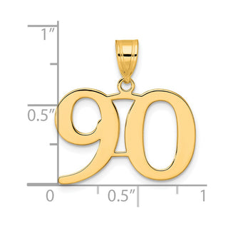 14k Yellow Gold Polished Number 90 Pendant