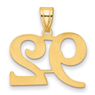 14k Yellow Gold Polished Number 92 Pendant