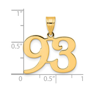 14k Yellow Gold Polished Number 93 Pendant