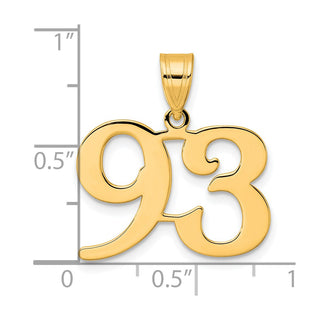 14k Yellow Gold Polished Number 93 Pendant