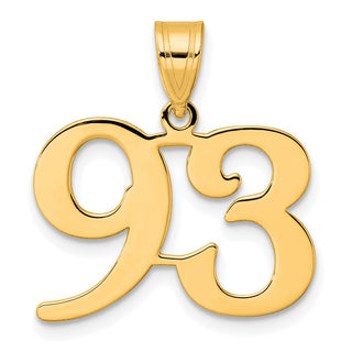 14k Yellow Gold Polished Number 93 Pendant