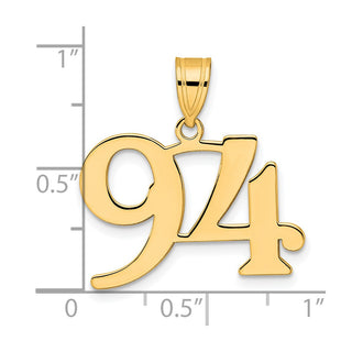 14k Yellow Gold Polished Number 94 Pendant