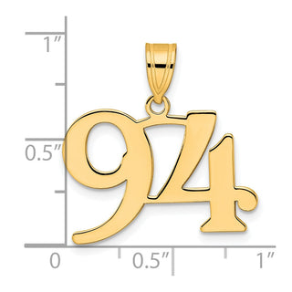 14k Yellow Gold Polished Number 94 Pendant