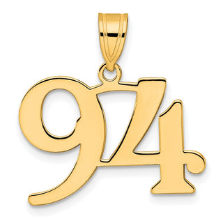 14k Yellow Gold Polished Number 94 Pendant
