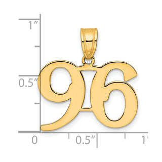 14k Yellow Gold Polished Number 96 Pendant