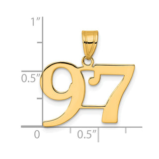 14k Yellow Gold Polished Number 97 Pendant