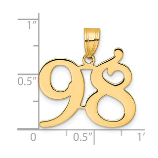 14k Yellow Gold Polished Number 98 Pendant