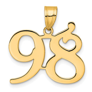 14k Yellow Gold Polished Number 98 Pendant