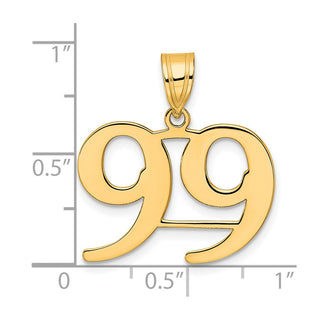 14k Yellow Gold Polished Number 99 Pendant