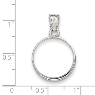 14k White Gold Polished Prong 16.5mm Coin Bezel Pendant - Fits 1/10 oz American Eagle and 1/10 oz Krugerrand