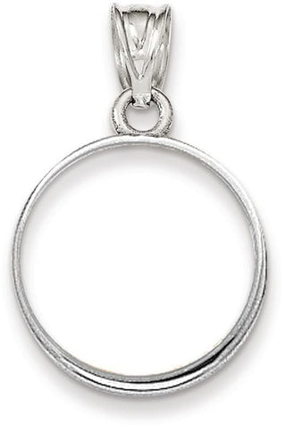 14k White Gold Polished Prong 16.5mm Coin Bezel Pendant - Fits 1/10 oz American Eagle and 1/10 oz Krugerrand