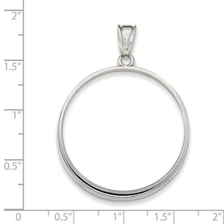 14k White Gold Polished Prong 32.7mm Coin Bezel Pendant - Fits 1 oz American Eagle, 1 oz Cat, and 1 oz Krugerrand
