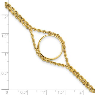 14k Yellow Gold Polished Double Rope Prong 16.5mm Coin Bezel Bracelet - Fits 1/10 oz American Eagle and 1/10 oz Krugerrand