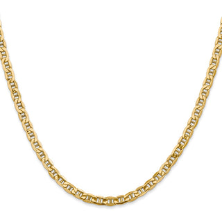 18" 14k Yellow Gold 4mm Semi-Solid Anchor Chain Necklace