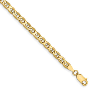 7" 14k Yellow Gold 4mm Semi-Solid Anchor Chain Bracelet