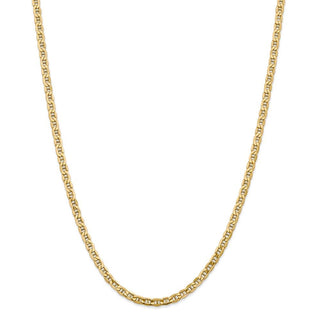 26" 14k Yellow Gold 4mm Semi-Solid Anchor Chain Necklace