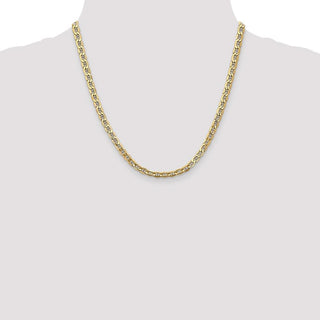 20" 14k Yellow Gold 4.75mm Semi-Solid Anchor Chain Necklace