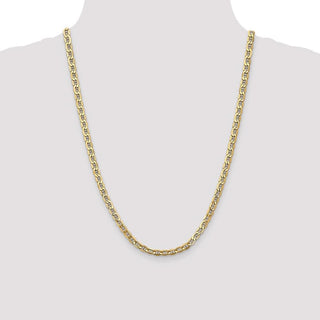 24" 14k Yellow Gold 4.75mm Semi-Solid Anchor Chain Necklace