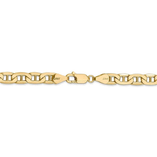24" 14k Yellow Gold 5.5mm Semi-Solid Anchor Chain Necklace
