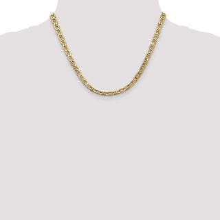 18" 14k Yellow Gold 5.5mm Semi-Solid Anchor Chain Necklace