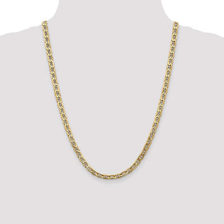 24" 14k Yellow Gold 5.5mm Semi-Solid Anchor Chain Necklace