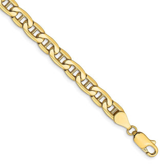 7" 14k Yellow Gold 5.5mm Semi-Solid Anchor Chain Bracelet