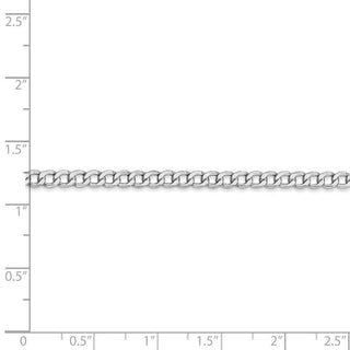 8" 14k White Gold 3.35mm Semi-Solid Curb Chain Bracelet