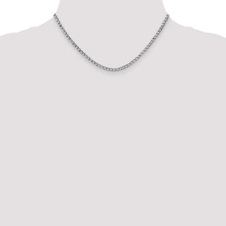 16" 14k White Gold 3.35mm Semi-Solid Curb Chain Necklace