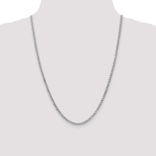 24" 14k White Gold 3.35mm Semi-Solid Curb Chain Necklace