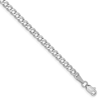 7" 14k White Gold 3.35mm Semi-Solid Curb Chain Bracelet
