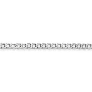 7" 14k White Gold 4.3mm Semi-Solid Curb Chain Bracelet