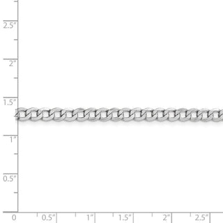 7" 14k White Gold 4.3mm Semi-Solid Curb Chain Bracelet