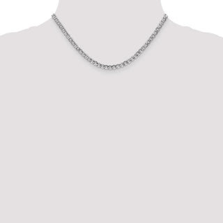16" 14k White Gold 4.3mm Semi-Solid Curb Chain Necklace