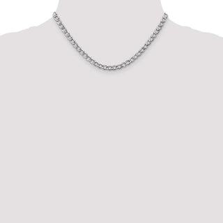 16" 14k White Gold 5.25mm Semi-Solid Curb Chain Necklace