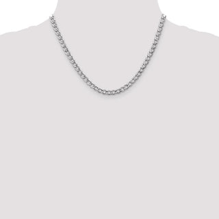 18" 14k White Gold 5.25mm Semi-Solid Curb Chain Necklace