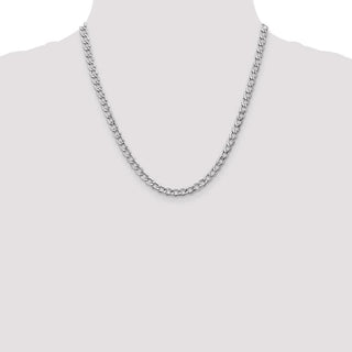 20" 14k White Gold 5.25mm Semi-Solid Curb Chain Necklace