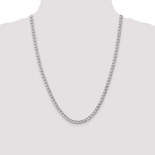 24" 14k White Gold 5.25mm Semi-Solid Curb Chain Necklace