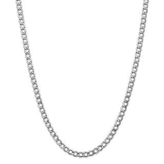 16" 14k White Gold 5.25mm Semi-Solid Curb Chain Necklace