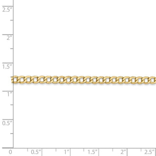 24" 14k Yellow Gold 3.35mm Semi-Solid Curb Chain Necklace