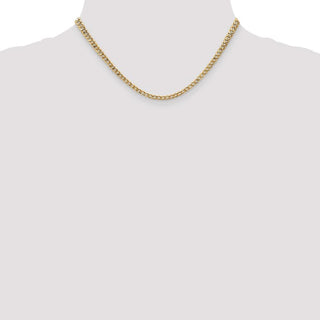16" 14k Yellow Gold 3.35mm Semi-Solid Curb Chain Necklace