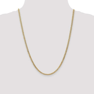 24" 14k Yellow Gold 3.35mm Semi-Solid Curb Chain Necklace