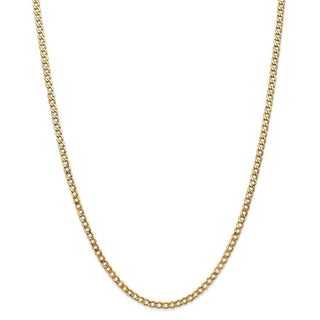 24" 14k Yellow Gold 3.35mm Semi-Solid Curb Chain Necklace