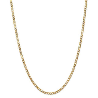 18" 14k Yellow Gold 3.35mm Semi-Solid Curb Chain Necklace