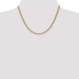 18" 14k Yellow Gold 4.3mm Semi-Solid Curb Chain Necklace