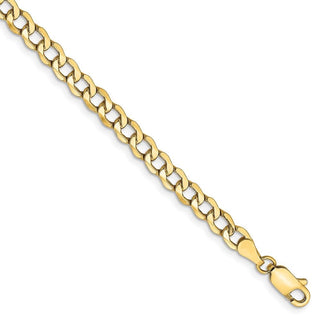 7" 14k Yellow Gold 4.3mm Semi-Solid Curb Chain Bracelet