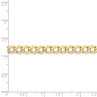 8" 14k Yellow Gold 5.25mm Semi-Solid Curb Chain Bracelet